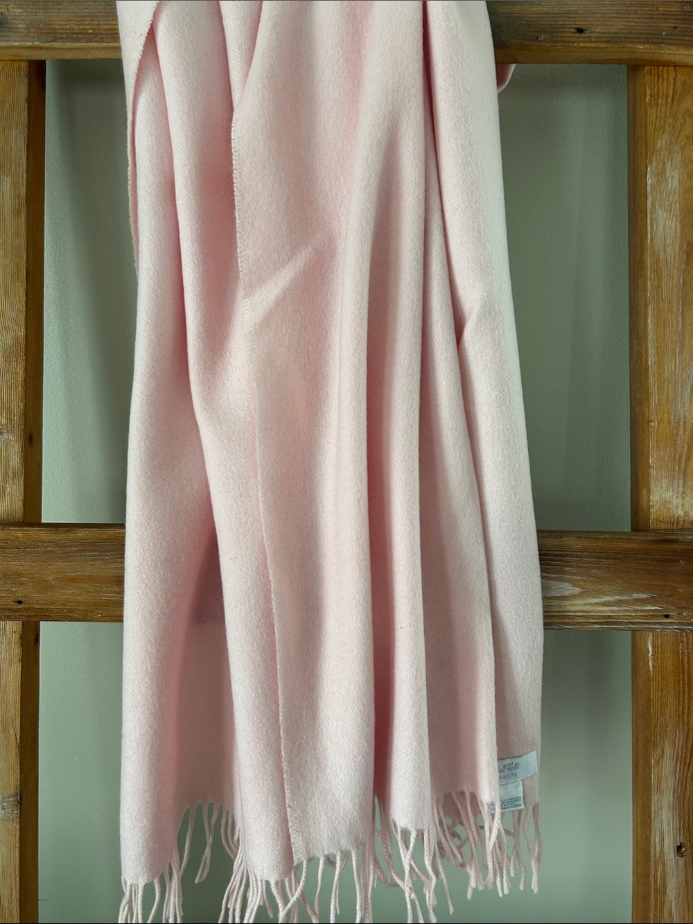 Soft Pink Women's Cashmere Fringe Wrap Scarf